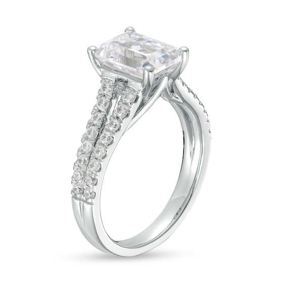 3 CT. T.w. Certified Emerald-Cut Lab-Grown Diamond Split Shank Engagement Ring in 14K White Gold (F/Vs2)