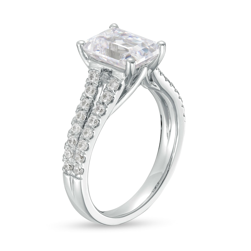 Main Image 3 of 3 CT. T.W. Certified Emerald-Cut Lab-Grown Diamond Split Shank Engagement Ring in 14K White Gold (F/VS2)