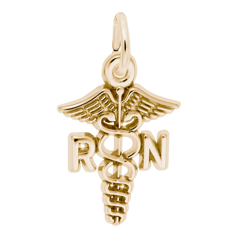 Rembrandt Charms® "RN" Caduceus in 14K Gold