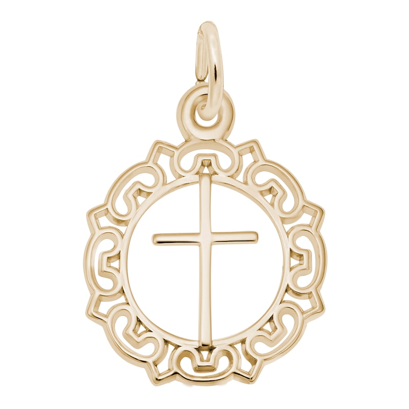 Rembrandt Charms® Cross with Filigree Frame in 14K Gold