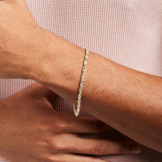 4.0mm Diamond-Cut Glitter Rope Chain Bracelet in Solid 10K Gold â 8.5"