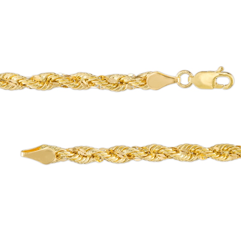 Main Image 3 of 4.0mm Diamond-Cut Glitter Rope Chain Bracelet in Hollow 10K Gold – 8.5"