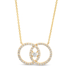You Me Us 5/8 CT. T.W. Diamond Interlocking Circles Necklace in 10K Gold – 19&quot;
