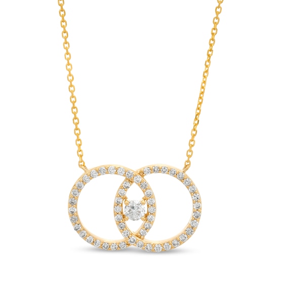 You Me Us 5/8 CT. T.w. Diamond Interlocking Circles Necklace in 10K Gold