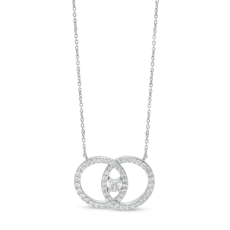 You Me Us 1 CT. T.W. Diamond Interlocking Circles Necklace in 10K White Gold – 19"