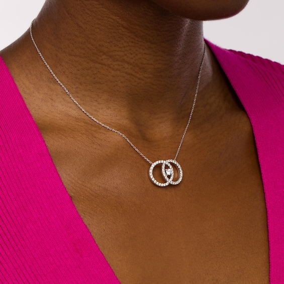 You Me Us 1 CT. T.w. Diamond Interlocking Circles Necklace in 10K White Gold â 19"