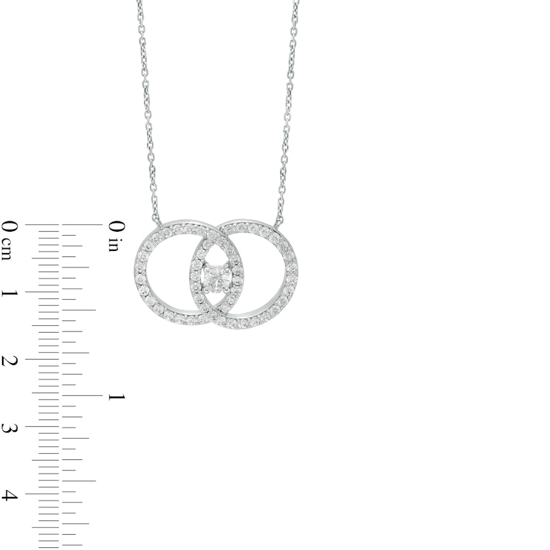 You Me Us 1 CT. T.W. Diamond Interlocking Circles Necklace in 10K White Gold – 19"