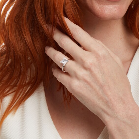3 CT. Certified Princess-Cut Lab-Grown Diamond Solitaire Engagement Ring in 14K White Gold (I/Si2)