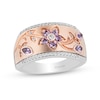Thumbnail Image 1 of Enchanted Disney Rapunzel Pink Quartz and 1/8 CT. T.W. Diamond Floral Ring in Sterling Silver and 10K Rose Gold