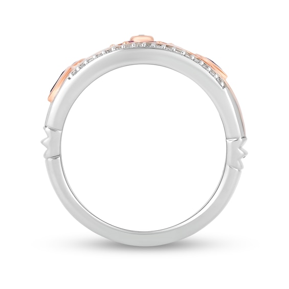 Enchanted Disney Rapunzel Pink Quartz and 1/8 CT. T.w. Diamond Floral Ring in Sterling Silver and 10K Rose Gold