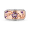 Thumbnail Image 4 of Enchanted Disney Rapunzel Pink Quartz and 1/8 CT. T.W. Diamond Floral Ring in Sterling Silver and 10K Rose Gold