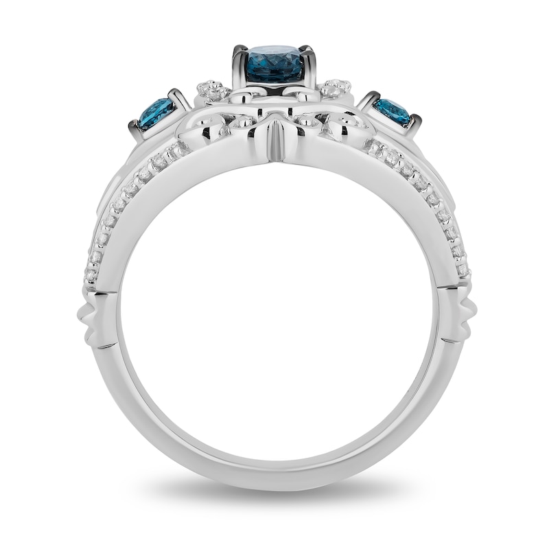 Main Image 3 of Enchanted Disney Cinderella Oval London Blue Topaz and 1/5 CT. T.W. Diamond Carriage Ring in Sterling Silver