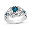 Thumbnail Image 1 of Enchanted Disney Cinderella 5.0mm London Blue Topaz and 1/6 CT. T.W. Diamond Filigree Carriage Ring in Sterling Silver