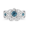 Thumbnail Image 4 of Enchanted Disney Cinderella 5.0mm London Blue Topaz and 1/6 CT. T.W. Diamond Filigree Carriage Ring in Sterling Silver
