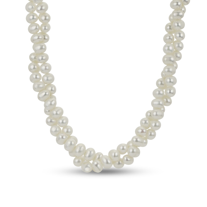 Main Image 4 of 5.0-8.0mm Freshwater Cultured Pearl Double Strand Graduated Necklace and Earrings Set in Sterling Silver