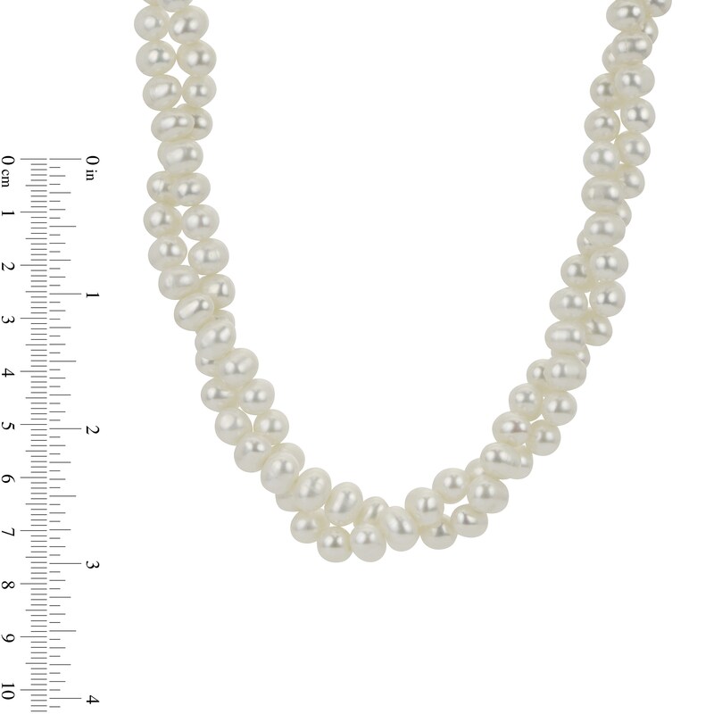 Main Image 6 of 5.0-8.0mm Freshwater Cultured Pearl Double Strand Graduated Necklace and Earrings Set in Sterling Silver