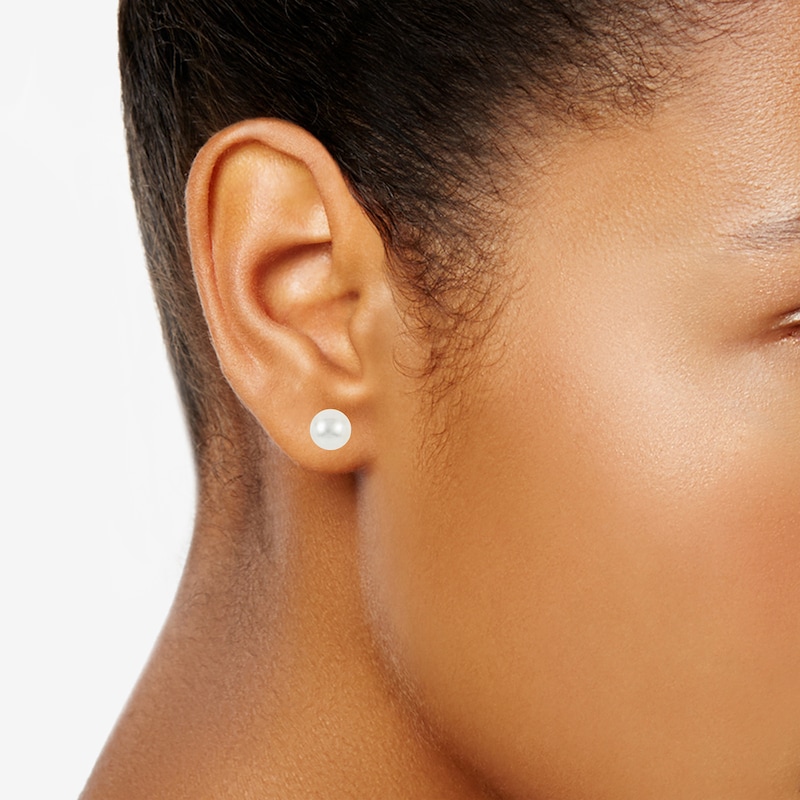 Main Image 2 of 8.0-9.0mm Oval Freshwater Cultured Pearl Crystal Beaded Three Pair Earrings Set in Sterling Silver