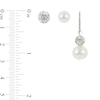 Thumbnail Image 5 of 8.0-9.0mm Oval Freshwater Cultured Pearl Crystal Beaded Three Pair Earrings Set in Sterling Silver