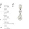 Thumbnail Image 3 of 4.0-8.0 Oval Freshwater Cultured Pearl Alternating Beaded Open Hoop Earrings in Sterling Silver