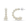 Thumbnail Image 1 of 4.0-8.0mm Oval Freshwater Cultured Pearl Graduated Open Hoop Earrings in Sterling Silver