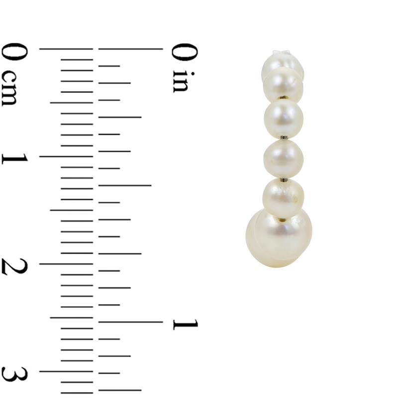 Main Image 3 of 4.0-8.0mm Oval Freshwater Cultured Pearl Graduated Open Hoop Earrings in Sterling Silver