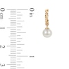 Thumbnail Image 3 of 6.0-6.5mm Freshwater Cultured Pearl Chain Huggie Hoop Drop Earrings in Sterling Silver with 14K Gold Plate