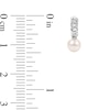 Thumbnail Image 3 of 7.0-7.5mm Freshwater Cultured Pearl and White Topaz Chain Huggie Hoop Drop Earrings in Sterling Silver