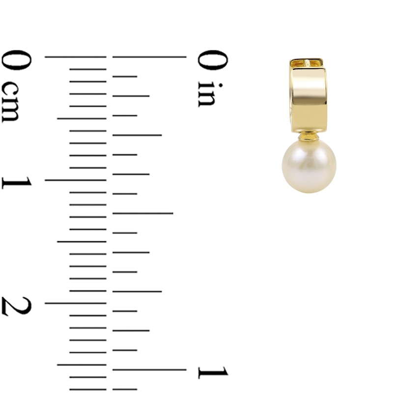 Main Image 3 of 7.5-8.0mm Freshwater Cultured Pearl Huggie Hoop Drop Earrings in Sterling Silver