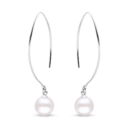 9.0-10.0mm Freshwater Cultured Pearl Threader Drop Earrings in Sterling Silver