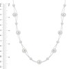 Thumbnail Image 4 of 6.0-10.0mm Freshwater Cultured Pearl Station Double Strand Necklace in Sterling Silver