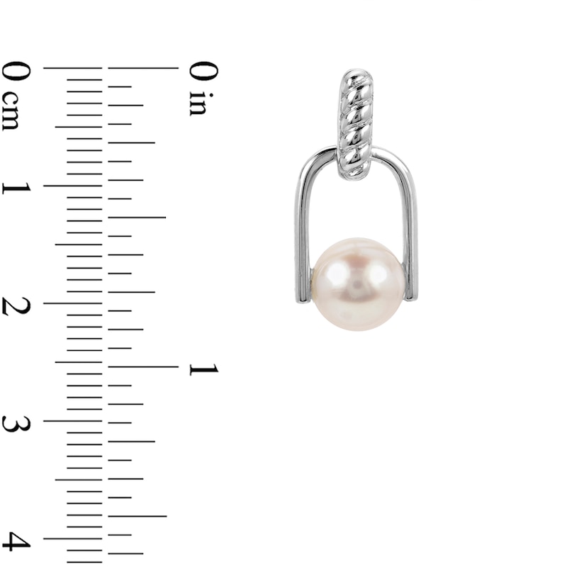 6.0-6.5mm Cultured Freshwater Pearl Stirrup Cradle Drop Earrings in Sterling Silver