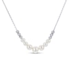 Thumbnail Image 1 of 4.0-6.5mm Freshwater Cultured Pearl Seven Stone Diamond-Cut Brilliance Beads Necklace in Sterling Silver
