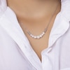 Thumbnail Image 1 of 4.0-6.5mm Freshwater Cultured Pearl Seven Stone Diamond-Cut Brilliance Beads Necklace in Sterling Silver