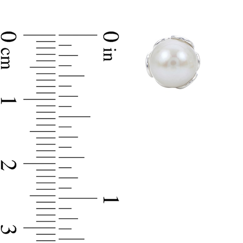 8.5-9.0 Cultured Freshwater Pearl Filigree Stud Earrings in Sterling Silver