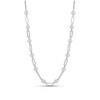 Thumbnail Image 1 of 6.0-7.0mm Oval Freshwater Cultured Pearl Alternating Paper Clip Link Necklace in Sterling Silver