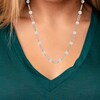 Thumbnail Image 2 of 6.0-7.0mm Oval Freshwater Cultured Pearl Alternating Paper Clip Link Necklace in Sterling Silver
