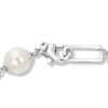 Thumbnail Image 3 of 6.0-7.0mm Oval Freshwater Cultured Pearl Alternating Paper Clip Link Necklace in Sterling Silver