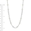 Thumbnail Image 4 of 6.0-7.0mm Oval Freshwater Cultured Pearl Alternating Paper Clip Link Necklace in Sterling Silver