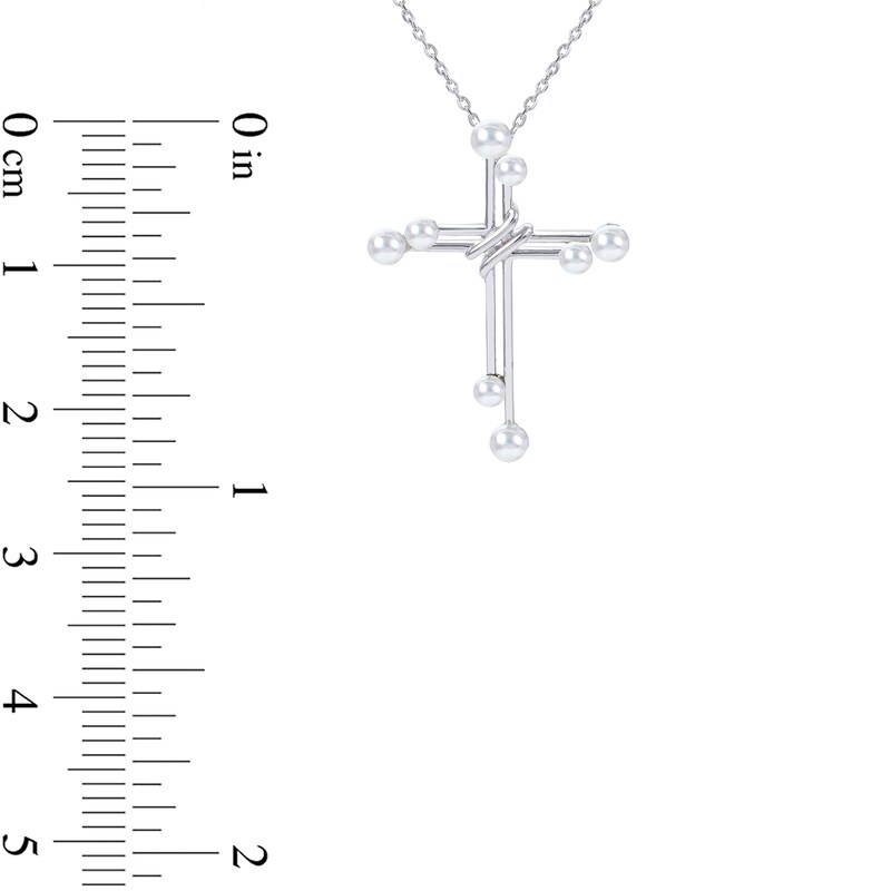 Main Image 4 of 2.5-3.5mm Baroque Freshwater Cultured Pearl Double Cross Pendant in Sterling Silver