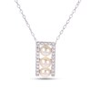 Thumbnail Image 1 of 4.0-4.5mm Freshwater Cultured Pearl and White Lab-Created Sapphire Three Stone Necklace in Sterling Silver