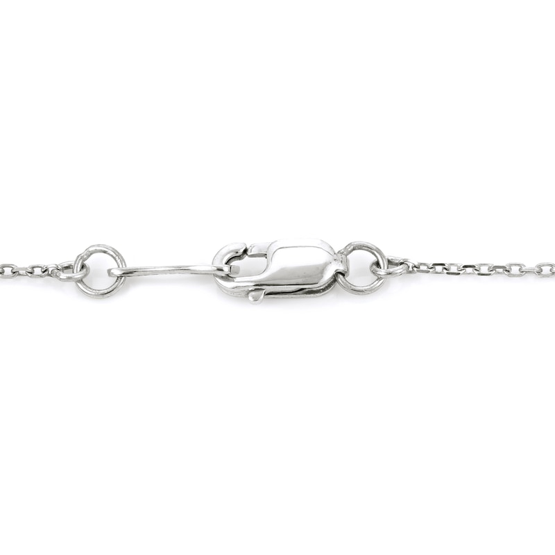 Main Image 3 of 4.0-4.5mm Freshwater Cultured Pearl and White Lab-Created Sapphire Three Stone Necklace in Sterling Silver