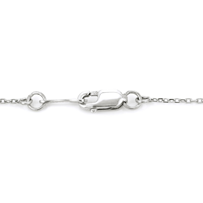 Main Image 3 of 10.0-11.0mm Freshwater Cultured Pearl and White Lab-Created Sapphire Triple Link Necklace in Sterling Silver