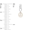 Thumbnail Image 3 of 9.0-10.0mm Freshwater Cultured Pearl and White Lab-Created Sapphire Link Drop Earrings in Sterling Silver