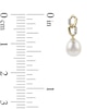 Thumbnail Image 3 of 7.0-8.0mm Freshwater Cultured Pearl and Diamond Accent Double Link Drop Earrings in 14K Gold