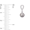 Thumbnail Image 1 of 8.0-9.0mm Black Cultured Tahitian Pearl and 1/4 CT. T.W. Diamond Teardrop Earrings in 14K White Gold