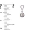 Thumbnail Image 1 of 8.0-9.0mm Black Cultured Tahitian Pearl and 1/4 CT. T.W. Diamond Teardrop Earrings in 14K White Gold