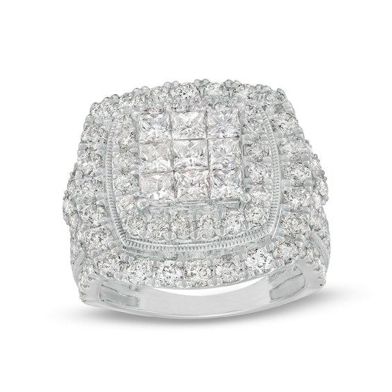 4 CT. T.w. Princess-Cut Multi-Diamond Double Frame Engagement Ring in 10K White Gold (I/I2)
