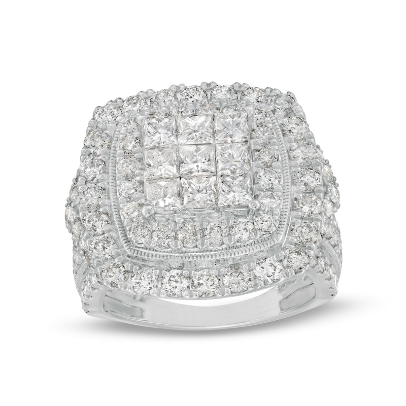 Main Image 1 of 4 CT. T.W. Princess-Cut Multi-Diamond Double Frame Engagement Ring in 10K White Gold (I/I2)