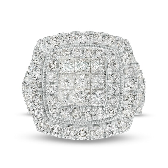 4 CT. T.w. Princess-Cut Multi-Diamond Double Frame Engagement Ring in 10K White Gold (I/I2)