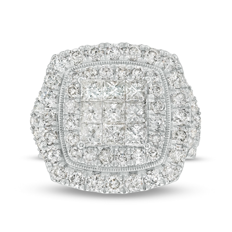 Main Image 4 of 4 CT. T.W. Princess-Cut Multi-Diamond Double Frame Engagement Ring in 10K White Gold (I/I2)